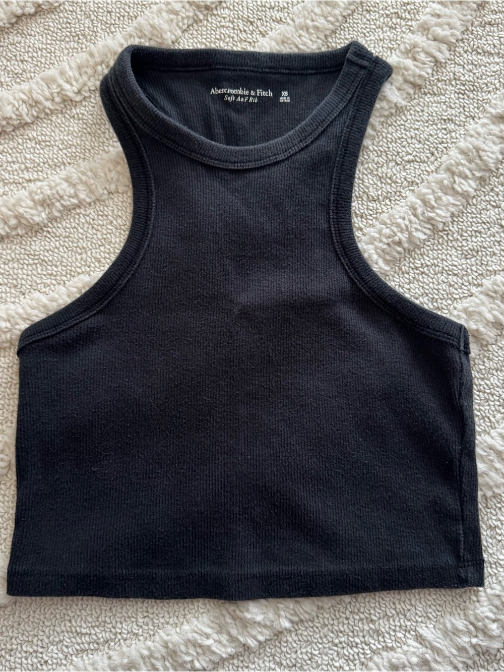 Abercrombie & Fitch Black Racerback Soft Ribbed Cotton Crop Tank Top Size XS